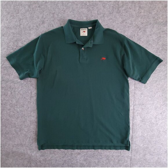 PERLIS Mens Large Green Short Sleeve Crawfish Polo Shirt Peruvian Cotton - Picture 3 of 8